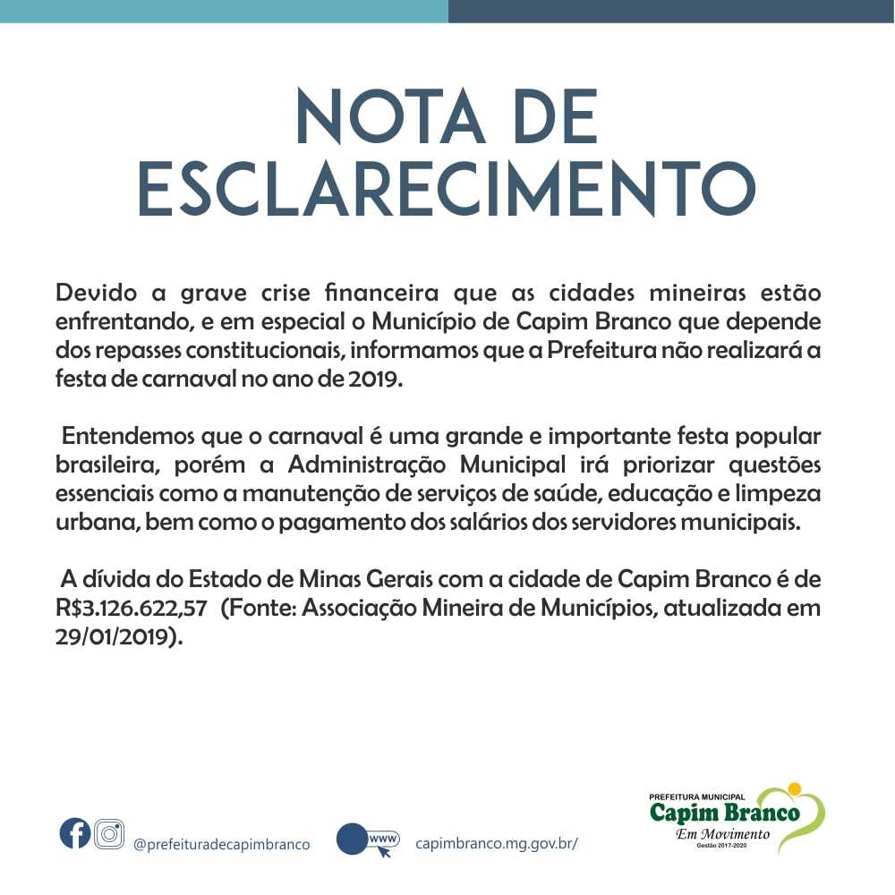 Prefeitura Municipal De Capim Branco Nota De Esclarecimento 9009